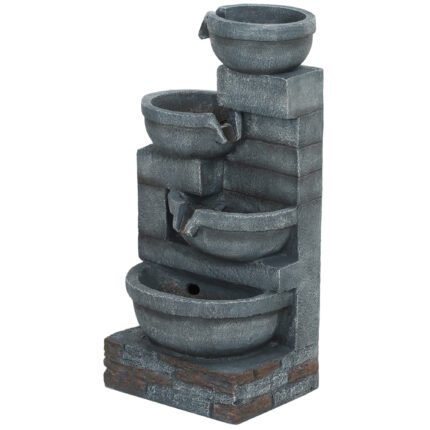 30" Tall Outdoor Waterfall Fountain with LED Lights