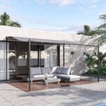 10' x 13' Outdoor Pergola Gazebo, Steel Patio Canopy with Weather-Resistant Fabric and Drainage Holes - Image 2