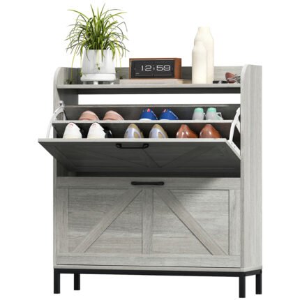 Shoe Cabinet Organizer with 2 Flip Drawers