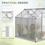 6' L x 6' W Walk-In Polycarbonate Greenhouse with Roof Vent for Ventilation & Rain Gutter for Winter - Image 5
