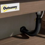 Wooden Potting Bench with Storage, Sink, Water Tap for Backyard, Patio, Balcony, Dark Brown - Image 8
