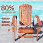 Oversized Adirondack Chair, Outdoor Fire Pit and Porch Seating, Classic Log Lounge w/ Built-in Cupholder, Brown - Image 5