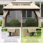 10' x 13' Patio Gazebo, Outdoor Gazebo Canopy Shelter with Netting, Vented Roof for Garden - Image 7