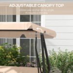Free Standing Swing Bench, Porch Swing with Stand, Adjustable Canopy, Cushion and Pillows, Ecru - Image 5