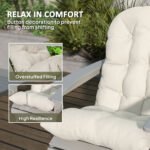 Adirondack Chair Cushions Set of 2, Tufted High Back Patio Non-Slip Cushions for Adirondack Chairs, Beige - Image 4