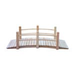 5 ft Wooden Garden Bridge Arc Footbridge with Railings for your Backyard, Natural Wood - Image 7