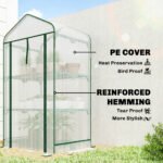 Mini Greenhouse with Screen Roof, Portable Small Greenhouse with Roll-Up Zipper Door, 27.6" x 19.7" x 50", White - Image 5