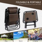 Zero Gravity Chair Set with Side Table, Folding Reclining Chair with Cupholders & Pillows, Adjustable Lounge Chairs for Pool, Backyard, Lawn, Beach, Brown - Image 6