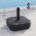 Square Patio Umbrella Base Holder, Heavy Duty Outdoor Umbrella Stand Base, Filled Up to 55lbs with Sand or 44lbs with Water for Garden, Poolside - Image 3