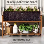 Raised Garden Bed with Legs and Cover, Metal Elevated Planter Box with Bottom Shelf and Liner for Vegetables, Brown - Image 5