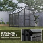 Polycarbonate Greenhouse, Heavy Duty Outdoor Aluminum Walk-in Green House Kit Vent Door, 6.2'x6.2'x6.6' Gray - Image 7