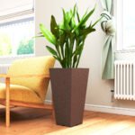 23 Inch Tall Planters for Outdoor Plants, Set of 2 Plastic Flower Pots, for Front Door Patio Garden Use, Brown - Image 7