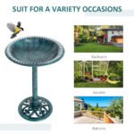 28'' Bird Bath Outdoor Resin Decor with Fleur De Lis Pattern, Time-Worn Finish - Image 4
