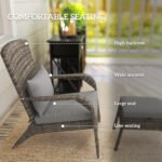 Wicker Adirondack Chair Fire Pit Chair w/ Ottoman & Cushions, Gray - Image 5