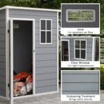 Resin Garden Shed, 5'x3' Outdoor Storage Shed with Lock, Window, Vent, Utility Tool Shed for Backyard, Patio, Gray - Image 5