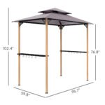 8' x 5' Grill Gazebo, Double Tiered Barbecue Grill Gazebo Shelter with 2 Side Shelves and 10 Hooks for Patio, Garden - Image 3