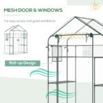 Outdoor Walk-in Mini Greenhouse with Mesh Door & Windows, Small Portable Garden Green House with 3 Tiers 6 Shelves, Trellis, & Plant Labels - Image 4