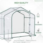 6' x 3' x 5' Portable Walk-in Greenhouse, Plastic Cover, Steel Frame Garden Hot House, Zipper Door, Top Vent for Flowers, Vegetables, Saplings, Tropical Plants, Clear - Image 5