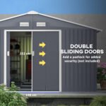 11' x 13' Garden Metal Shed, Storage Shed Utility Storage with Double Locking Doors for Bike, Yard Tools, Dark Gray - Image 6