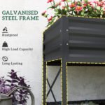 Galvanized Raised Garden Bed, Metal Planter Box with Legs, Storage Shelf and Bed Liner, Dark Gray - Image 6