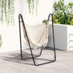 Hammock Chair with U Shape Stand, Hammock Swing Chair with A Side Pocket, Cream White - Image 2