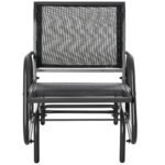 Outdoor Glider Chair, Steel Swing Chai with Curved Armrests for Porch, Garden, Poolside, Balcony, Black