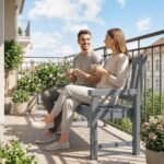 2-Person Garden Bench, HDPE Outdoor Bench with 530 lbs Capacity, Curved Seat for Backyard, Park, Porch, Lawn, Gray - Image 8