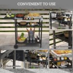 2-Tier Shelf Outdoor Bar Cart, Stainless Steel Tabletop Patio Serving Cart with Accessories for Poolside, Garden, Black - Image 7