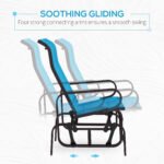 Gliding Lounger Chair, Single Rocker with Lightweight Metal & Mesh Construction, Blue - Image 4