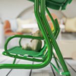 Kids Patio Swing Chair with Adjustable Canopy, Safety Belt for Patio, Garden, Poolside, Balcony, Dark Green - Image 8