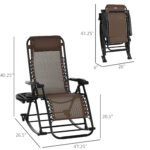Outdoor Rocking Chairs, Foldable Reclining Zero Gravity Lounge Rocker with Pillow, Cup & Phone Holder, Combo Design with Folding Legs, Brown - Image 3