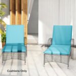 Foldable Chaise Lounge Cushion Set of 2, Outdoor Lounge Chair Cushion Set, UPF50+ 200gsm Fabric, 48" x 23", Light Blue - Image 7