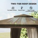 10' x 10' Outdoor Patio Gazebo, Soft Top Gazebo Canopy Shelter with Curtains, Netting, Steel Frame, Hook - Image 4