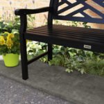 Outdoor Garden Bench, Wooden Frame Patio Bench with Geometric Pattern, 43.25 Inch Weatherproof 2-Person Love Seat for Garden, Lawn, Porch, Yard, Work Entryway, Black - Image 7