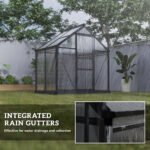 Polycarbonate Greenhouse, Heavy Duty Outdoor Aluminum Walk-in Green House Kit Vent Door, 6.2'x4.3'x6.6' Gray - Image 7