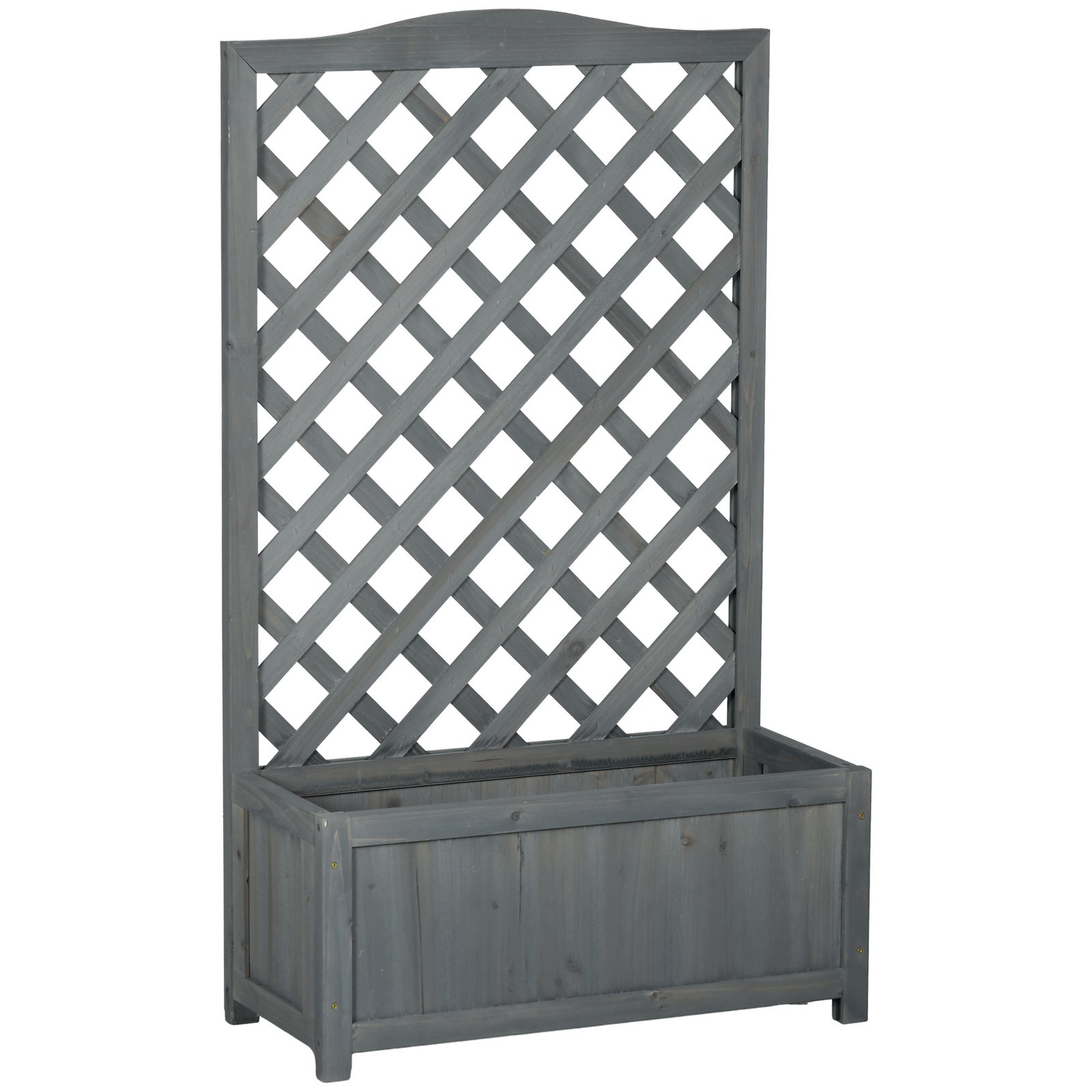 E9M8a319491ad908b.jpg 46" Wooden Planter with Trellis, Raised Garden Bed to Grow Vegetables, Herbs, Flowers for Backyard, Patio, Gray - Image 1