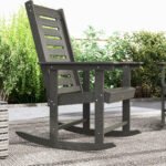 2 Pieces Outdoor Rocking Chairs, HDPE Patio Rockers with 28" High Back, Wide Armrests for Porch Backyard, Dark Gray - Image 8