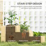 3 Tier Raised Garden Bed, Water Draining Fabric for Soil, Elevated Wood Flower Box for Vegetables, Herbs, Natural - Image 5