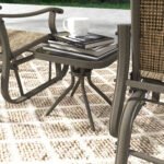 3-Piece Outdoor Gliders Set Bistro Set with Steel Frame, Tempered Glass Top Table for Patio, Garden, Light Mixed Brown - Image 8