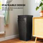Tall Planters for Outdoor Plants Set of 3, 24 In Taper Planters with Drainage Holes, Rattan Decor Plant Pots for Indoor Outdoor Front Porch Patio Backyard, Black - Image 7