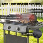 2 Burner Propane Gas Grill, 18000 BTU BBQ Grill with Wheels, Warming Rack, Shelf, Thermometer, Grease Cup, Black - Image 6