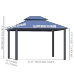 10' x 12' Hardtop Gazebo Canopy with Polycarbonate Roof, Aluminum Frame, Permanent Pavilion Outdoor Gazebo with Netting, for Patio, Garden, Backyard, Deck, Lawn, Light Gray - Image 3