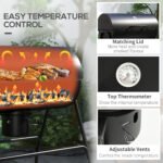 Barrel Charcoal BBQ Grill, Barbecue with 420 sq.in. Cooking Area, Wheels, Ash Catcher, Black - Image 6