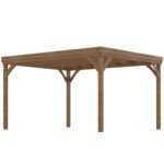 10' x 12' Outdoor Wooden Pergola, Grape Vine Gazebo with Concrete Anchors for Garden, Patio, Backyard, Deck