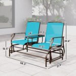 2 Seater Glider for Outside Outdoor Glider Seat with Breathable Mesh Fabric Armrests for Backyard Garden Porch Blue - Image 3