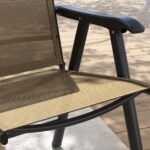 Set of 4 Outdoor Folding Chairs, Stackable Patio Dining Chairs with Armrests, Metal Frame, Light Mixed Brown - Image 8