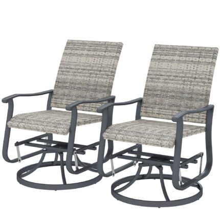 Wicker Rattan Swivel Patio Glider Chair Set of 2
