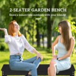 47" Outdoor Bench Seat, HDPE All-Weather Garden Bench, Backless Slatted Patio Bench for Yard, Porch, Park, Black - Image 4