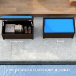 Outdoor Wicker Storage Bench with Storage & Cushion, Blue - Image 4