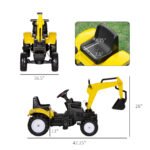 Kids Ride On Excavator, Pedal Digger, Construction Truck with Horn for Kids and Toddlers 3+, Yellow - Image 3